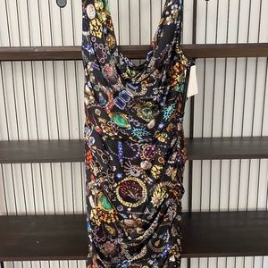 David Meister Silk Jewel Printed Dress